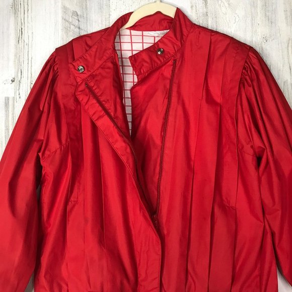 Vintage 80s red Casual Corner pleated jacket - Picture 7 of 11